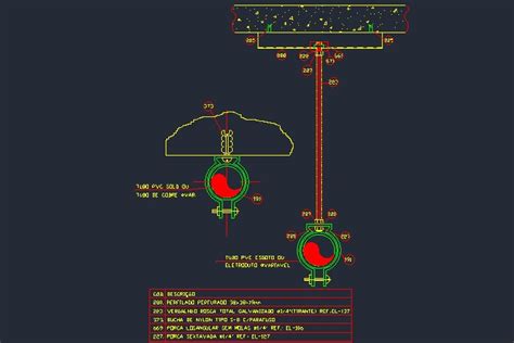 Fixação de tubos Detalhes em DWG Download