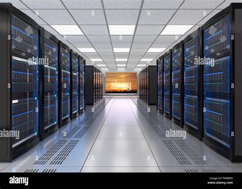 Modern Server Room Interior 3d Rendering Image Stock Photo Alamy