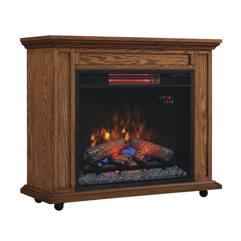 Rolling Mantel With Infrared Quartz Electric Fireplace Wayfair