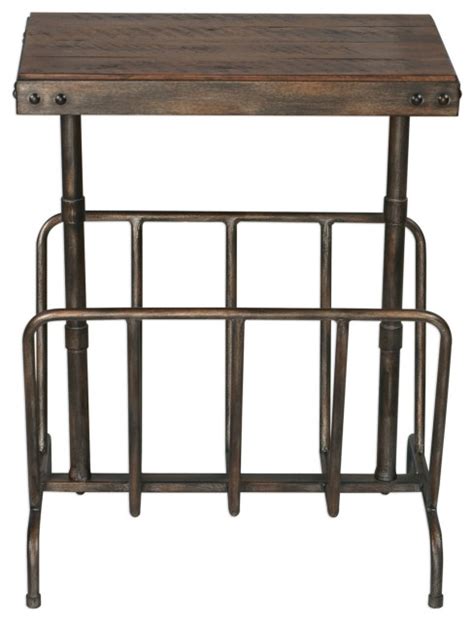 Uttermost Sonora Industrial Magazine Accent Table Industrial Side