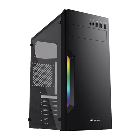 Gabinete C Tech Gamer Lateral Em Acr Lico Sem Fonte Preto Mt