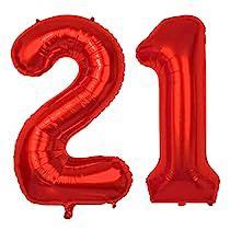 40 Inch Red 21 Number Balloons Giant Jumbo Huge 12 or 21 Foil Mylar ...