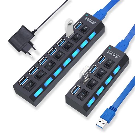 Aktywny Hub Usb Rozdzielacz Porty Zasilacz Akcesoria