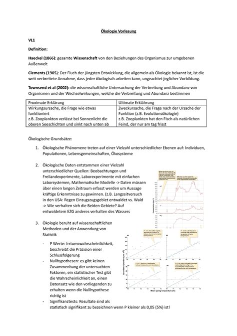 Ökologie Vorlesung zusammenfassung Ökologie Vorlesung VL Definition