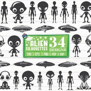 Alien Silhouettes Svg Bundle Alien Svg Cut File Cliparts