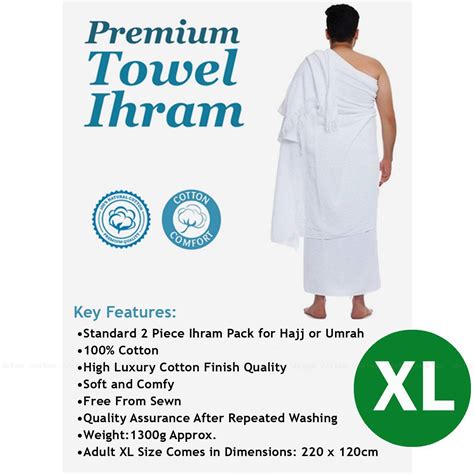 Towel Ihram Piece Cloth Adult Xl Men Size Cotton Hajj Umrah Ehram