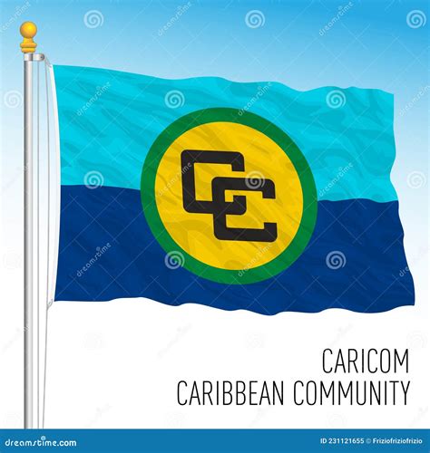 Caricom, Caribbean Community Flag, America Stock Vector - Illustration ...