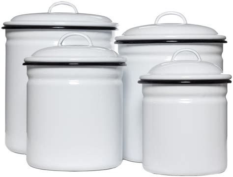 ENAMELWARE CANISTER SET WHT/BLK | Canister sets, Enamelware, Canisters