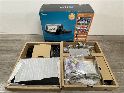 【やや傷や汚れあり】 Wiiu ファミリープレミアムセット クロ 32gb 動作品 本体 ゲームパッド Acアダプター Wiiリモコン