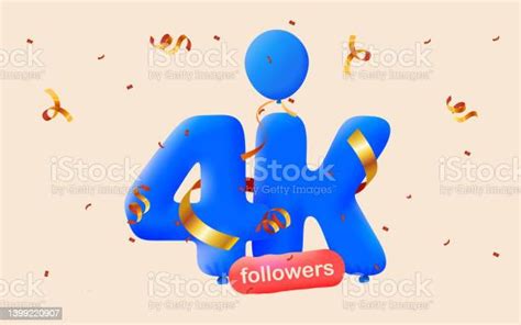 Banner With 4k Followers Thank You In Form 3d Blue Balloons And