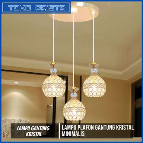 Jual Lampu Plafon Gantung Rumah Kristal Led E27 Aesthetic Minimalis