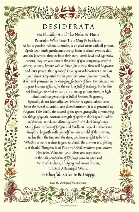 Buy X Motivational Poster Desiderata Poem Written By Max Ehrmann In