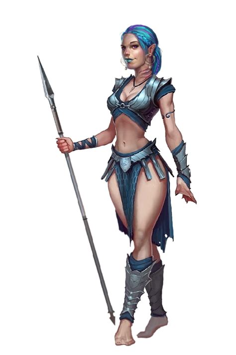 Female Gillman Warrior With Spear Pathfinder Pfrpg Dnd D D Th Ed