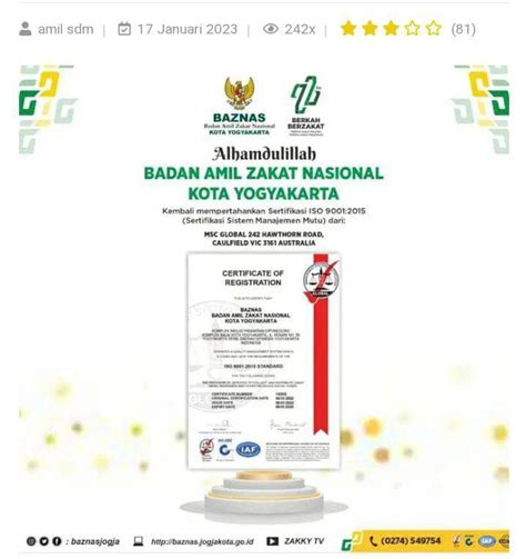 Baznas Kota Yogyakarta Baznas Kota Yogyakarta Lakukan Tahapan Audit