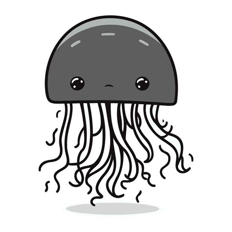 Cute Jellyfish Cartoon Character Vector Illustration Flat Design Style