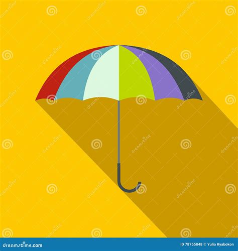 Open Colorful Umbrella Icon Flat Style Stock Vector Illustration Of