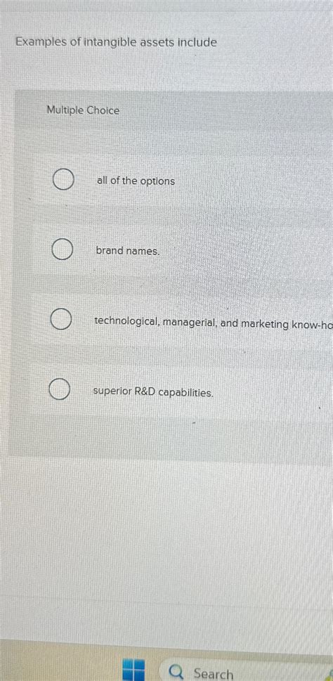Solved Examples of intangible assets includeMultiple | Chegg.com