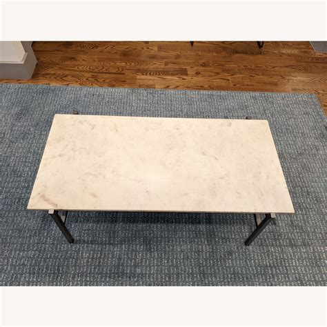 Cb Slab Small Marble Coffee Table W Silver Base Aptdeco