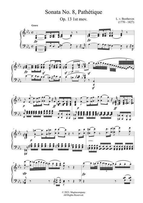 악보 L V Beethoven 베토벤 Piano Sonata No 8 1st Movt 비창 소나타1악장 원곡