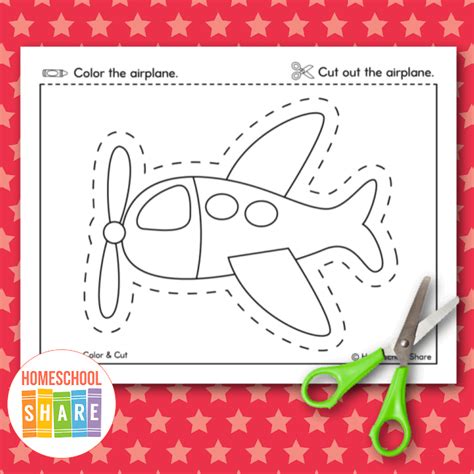 Free Airplane Cutting Practice Worksheets - Homeschool Share