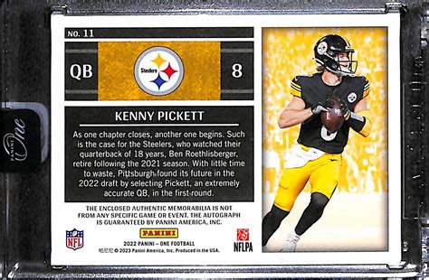 Lot Detail 2022 Panini One Football Kenny Pickett Rookie Patch