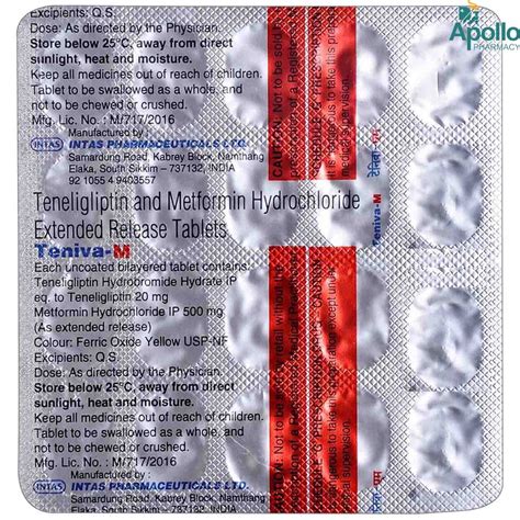 Teniva M Tablet 20s Price Uses Side Effects Composition Apollo