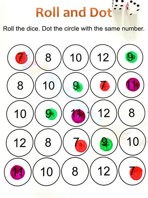 Roll And Dots Worksheet