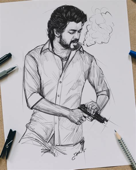 ArtStation #leo Thalapathy Vijay Pencil Sketch 2023