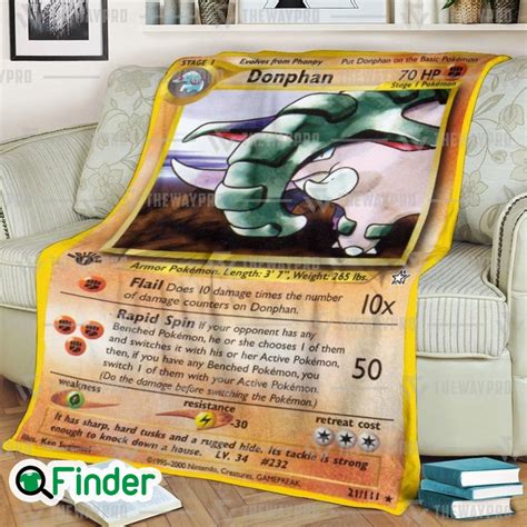 Donphan Neo Genesis Pokemon Trading Card Fleece Blanket Q Finder