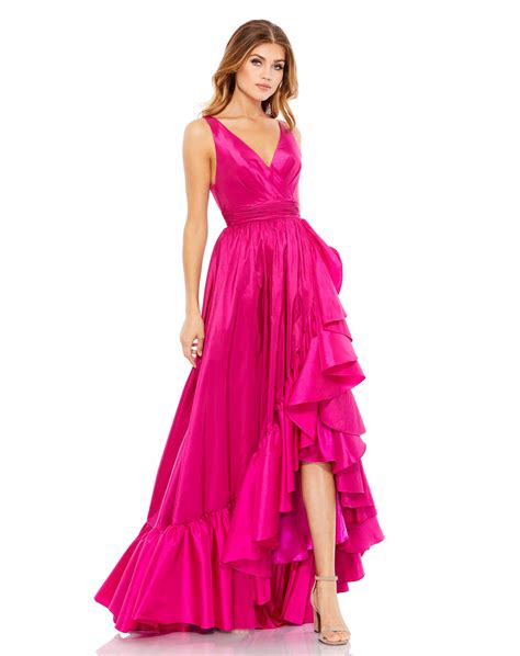 Taffeta Hi Low Ruffle Gown Mac Duggal