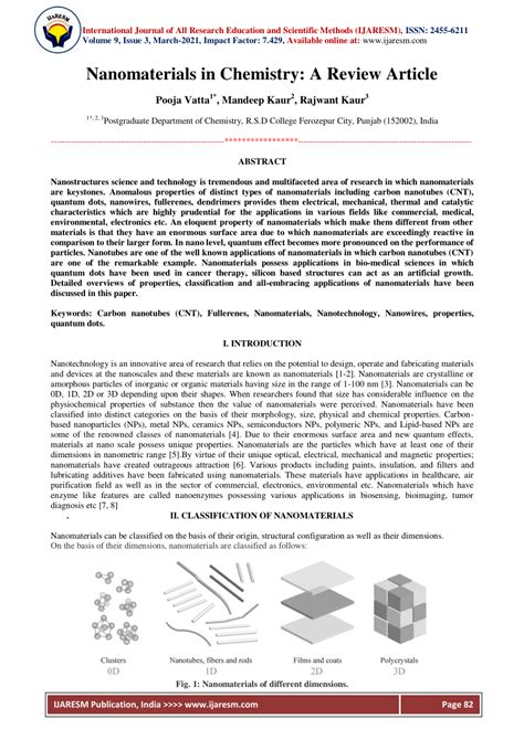 Pdf Nanomaterials In Chemistry A Review Article