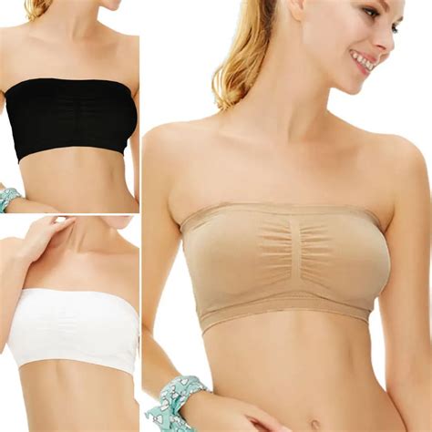 Hot Womens Strapless Bra Bandeau Tube Top Removable Pads Seamless Crop