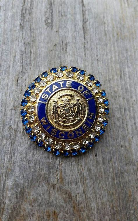 State Of Wisconsin Enamel And Rhinestone State Seal Shield Etsy