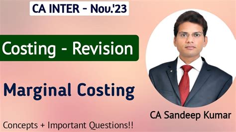 CA INTER COSTING I Complete Revision Of Marginal Costing I L 3 I By