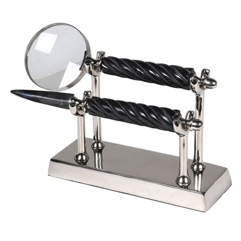 Black and Silver Magnifier and Letter Opener Set