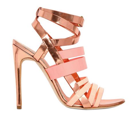 I Want Rupert Sanderson Rose Gold And Pink Metallic Strappy Sandals