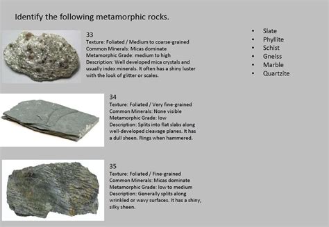 Solved Identify The Metamorphic Rocks With Foliated Chegg