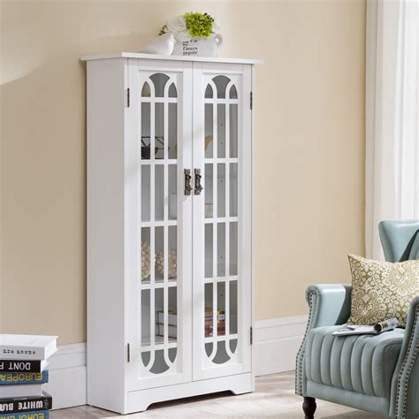 SEI Furniture 47.75" Windowpane Glass Doors Storage Display Cabinet ...