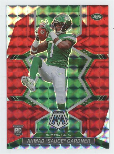 2022 Panini Mosaic Red Mosaic Ahmad Sauce Gardner Rc New York Jets 335