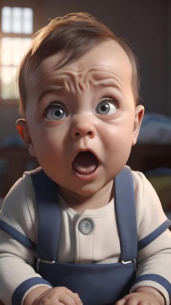 Premium Photo Shocked Baby Facial Expression Closeup