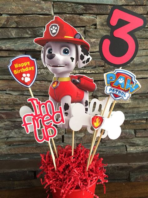 Custom Marshall Paw Patrol Centerpiece Inserts Only Etsy Regalos