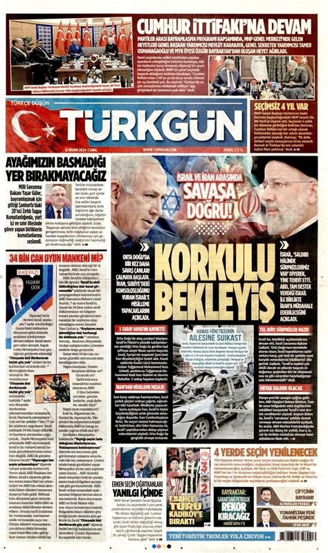 Türkgün Gazetesi Türkgün Manşet Oku Haberler 12 Nisan 2024