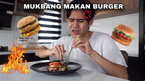 Mukbang Makan Burger Tepi Jalan Sedap Dari Mcd Youtube