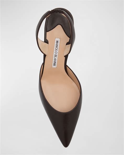 Manolo Blahnik Carolyne Leather Low Heel Slingback Pump Neiman Marcus