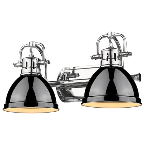 Golden Lighting Duncan 2 Light Bath Vanity In Chrome And Glossy Black Nfm