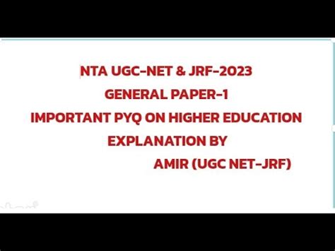 Higher Education Pyqs Paper Nta Ugc Net Jrf Set Amir