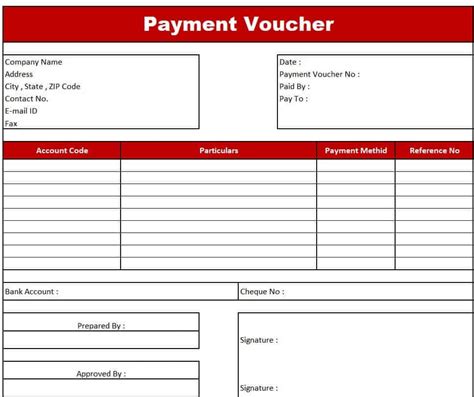 Free Payment Voucher Templates Formats