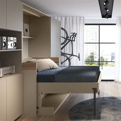 Cama De Casal Retr Til Vertical Mesa Escrivaninha Forman Svs Pecan