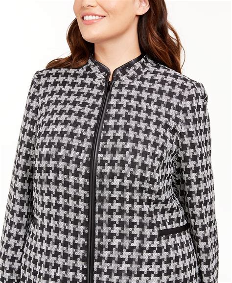 Kasper Plus Size Houndstooth Printed Topper Jacket Macys