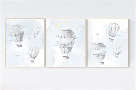 Hot Air Balloon Nursery Print Gender Neutral Baby Room Decor